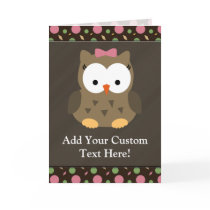 Cute Baby Girl Owl with Pink Bow Cards