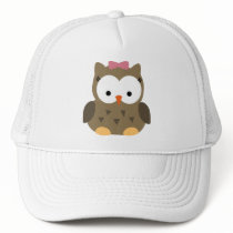 Cute Baby Girl Owl with Pink Bow Hat
