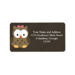 Cute Baby Girl Owl with Pink Bow labels