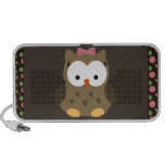 Cute Baby Girl Owl with Pink Bow Laptop Speaker