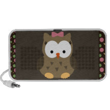 Cute Baby Girl Owl with Pink Bow Laptop Speaker