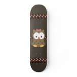 Cute Baby Girl Owl with Pink Bow skateboards