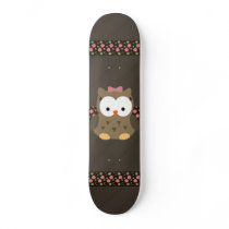Cute Baby Girl Owl with Pink Bow Skateboards