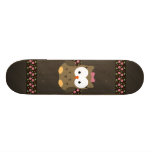 Cute Baby Girl Owl with Pink Bow Skateboards