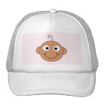 Cute Baby Girl. Pink Check Background. Hat