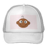 Cute Baby Girl. Pink Check Background. Hats