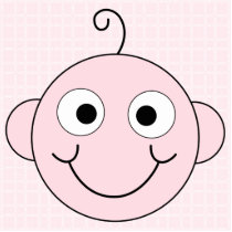 Cute Baby Girl. Pink Check Background. Cut Out