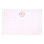 Cute Baby Girl. Pink Check Background. Custom Stationery