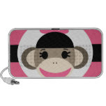 Cute Baby Girl Sock Monkey Black Pink Stripes Speakers
