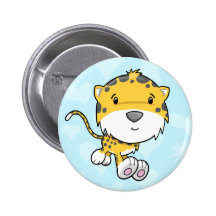 Cute Baby Leopard Cheetah Cub  Button