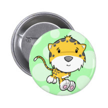 Cute Baby Leopard Cheetah Cub  Button