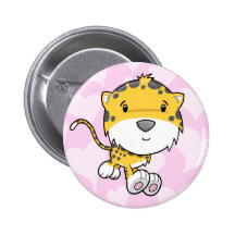 Cute Baby Leopard Cheetah Cub  Button