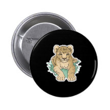 cute baby lion cub pinback button