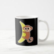 cute baby monkey on banana coffee mug