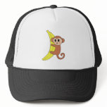 cute baby monkey on banana mesh hats