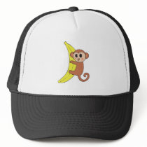 cute baby monkey on banana mesh hats