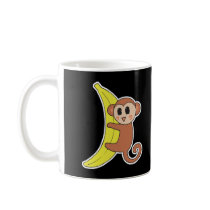 cute baby monkey on banana coffee mug