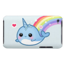 Cute baby narwhal and rainbow iPod touch case