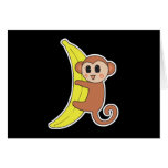 cute baby nkey on banana greeting cards