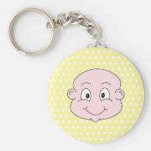 Cute Baby, on yellow polka dot pattern. Keychain