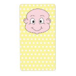 Cute Baby, on yellow polka dot pattern. Personalized Shipping Label