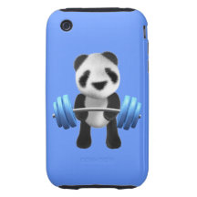 Cute baby panda bear powerlifter in 3d (editable) iPhone 3 tough cases