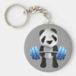 Cute baby panda bear powerlifter in 3d (editable) key chains