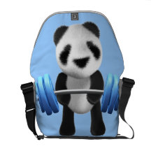 Cute baby panda bear powerlifter in 3d (editable) commuter bag