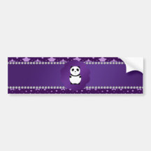 Cute baby panda purple stars and moons bumper sticker