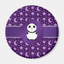 Cute baby panda purple stars and moons magnets