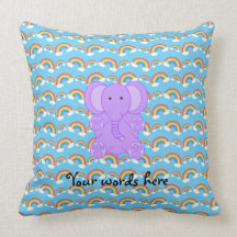 Cute baby purple elephant rainbows pillows