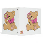 Cute Baby Teddy Bear with Lollipop 3 Ring Binder
