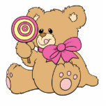 Cute Baby Teddy Bear with Lollipop photo sculptures