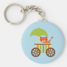 Cute Baby Tiger on Ice Cream Cart Kids Gifts Keychains