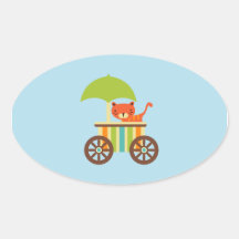 Cute Baby Tiger on Ice Cream Cart Kids Gifts Sticker