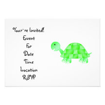 Cute Baby turtle in light green Personalized Announcement