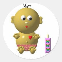 Cute baby with heart! round sticker