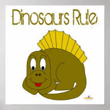Cute Baby Yellow Dinosaur Dinosaurs Rule Posters
