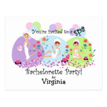 Cute Bachelorette Party Spa Postcard Invitations