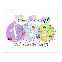 Cute Bachelorette Party Spa Postcard Invitations