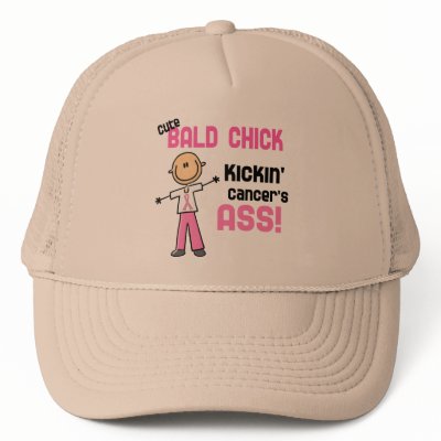 Cute Bald Chick Kicking Breast Cancer's Ass by awarenessgifts
