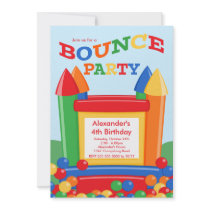 Cute Ball Pit Bounce House Birthday Party Personalized Announcements
