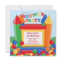 Cute Ball Pit Bounce House Birthday Party Custom Announcement