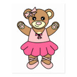 Cute Ballerina Dancing Teddy Bear - Pink Postcard