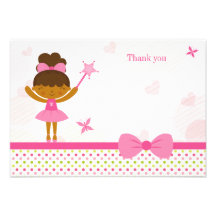 Cute ballerina fairy girls birthday thank you card