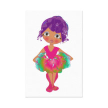 Cute Ballerina in Pink and Green Tutu Canvas Print
