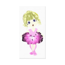 Cute Ballerina in Pink Tutu Art Canvas Print