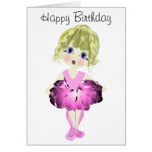 Cute Ballerina in Pink Tutu Art Gifts Cards