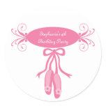 Cute ballerina slippers birthday party stickers