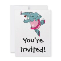 cute ballet ballerina elephant in tutu custom invitation